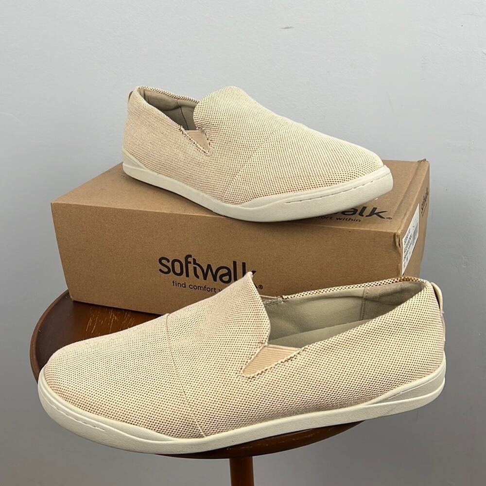 Softwalk Alexandria slip on cream canvas size 12W new sneakers